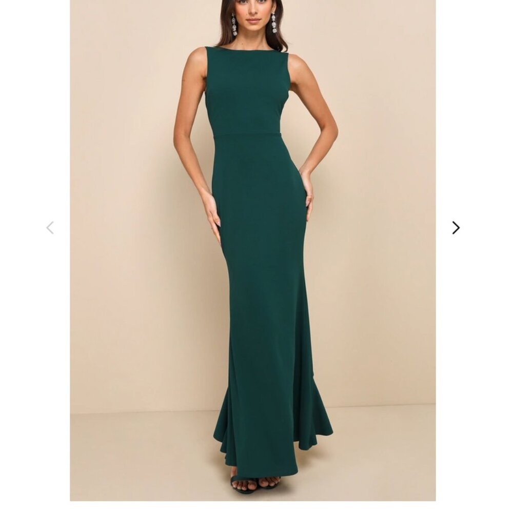 Lulus Exquisite Refinement Emerald Backless Bow R… - image 1